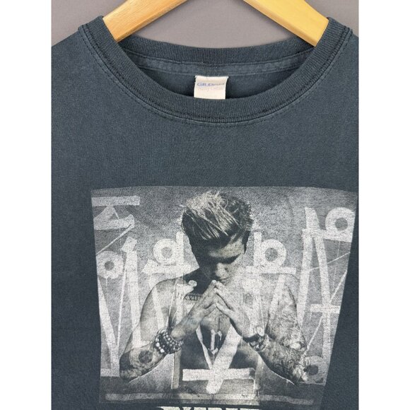 Vintage Y2K Justin Bieber Purpose Tour Youth Medium Black Faded Tee Shirt - Picture 3 of 12